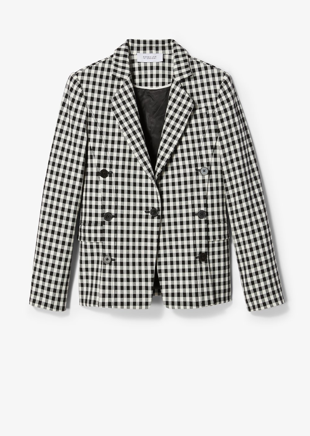 Double-Breasted Gingham Blazer