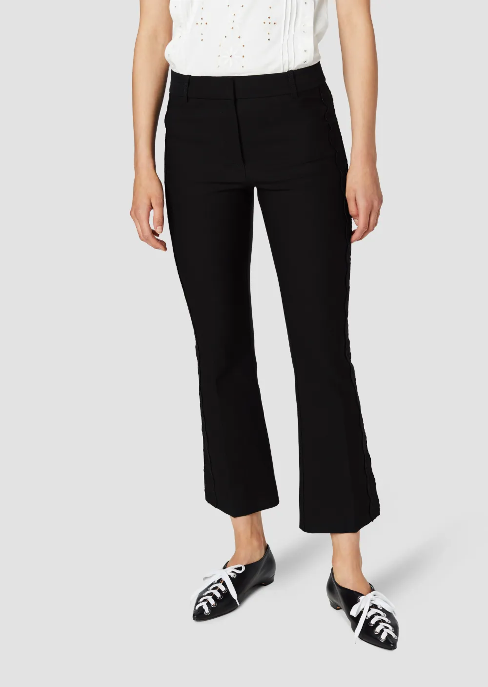 Eyelet Embroidery Crosby Cropped Flare Trouser