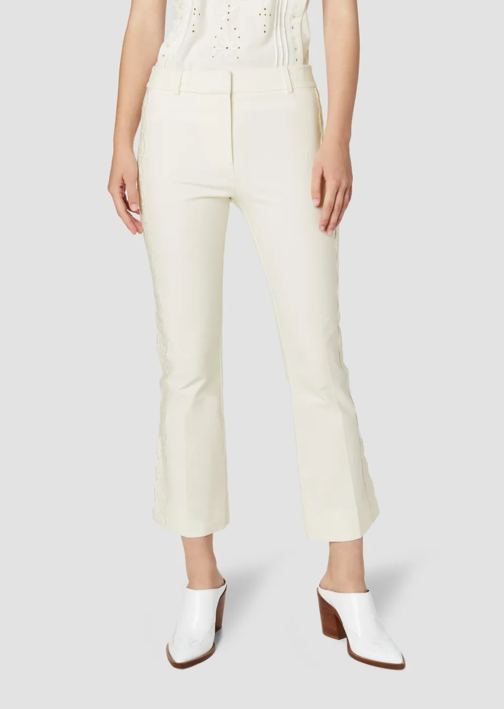 Eyelet Embroidery Crosby Cropped Flare Trouser
