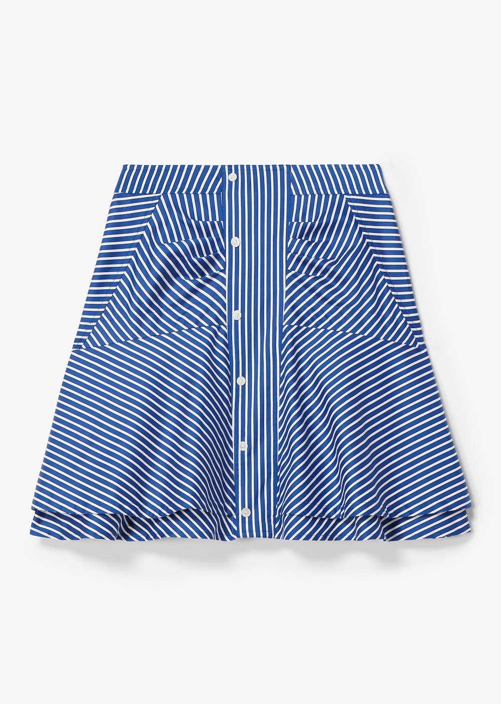 Flared Striped Skirt with Ruching