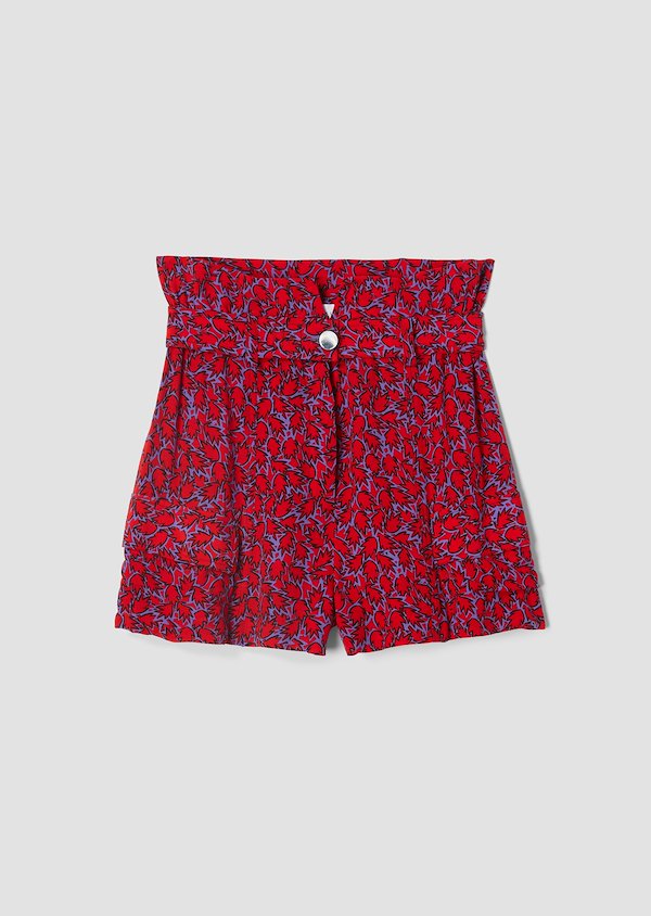 Geometric Leaf Print Paperbag Waist Short Geometric Leaf Print Paperbag Waist Short