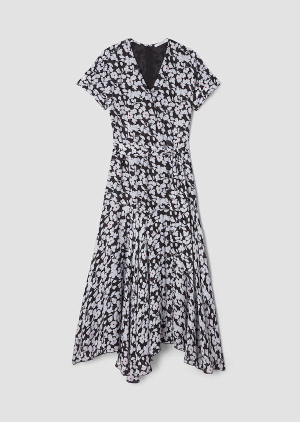 Graphic Floral Short Sleeve Wrap Midi Dress Graphic Floral Short Sleeve Wrap Midi Dress
