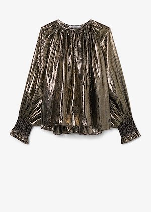 Helena Pleated Silk Lame Blouse Helena Pleated Silk Lame Blouse