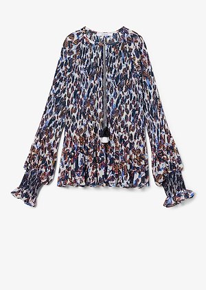 Helena Pleated Speckled Floral Blouse Helena Pleated Speckled Floral Blouse