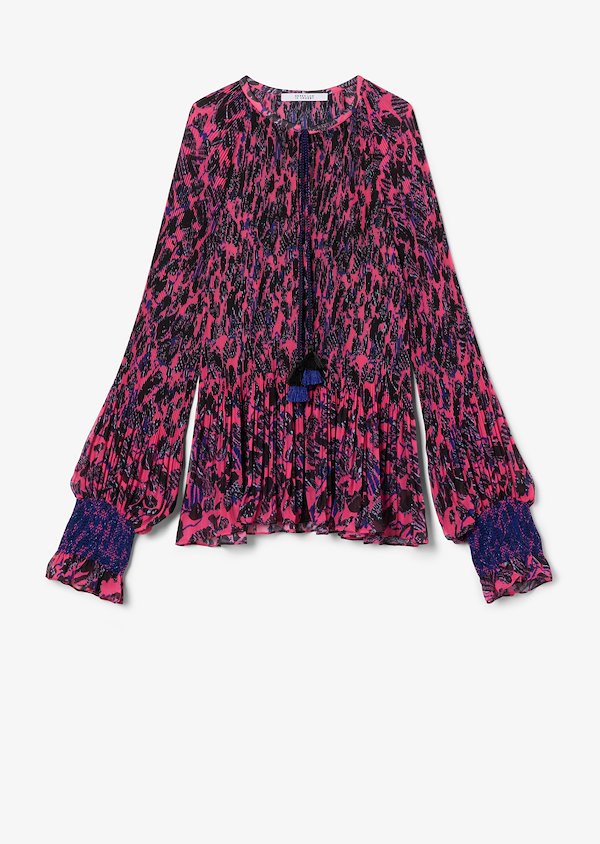 Helena Pleated Speckled Floral Blouse Helena Pleated Speckled Floral Blouse