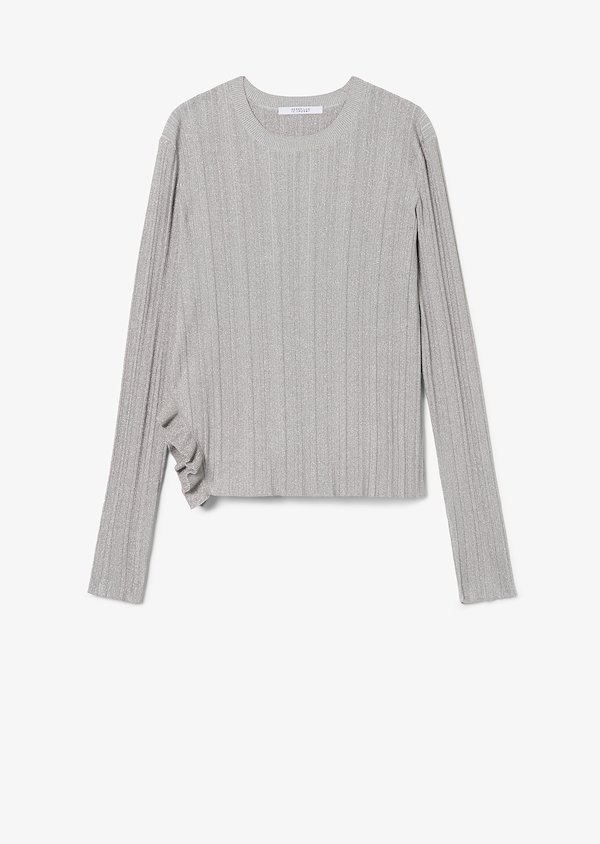 Leta Ribbed Ruffle Knit Pullover Leta Ribbed Ruffle Knit Pullover