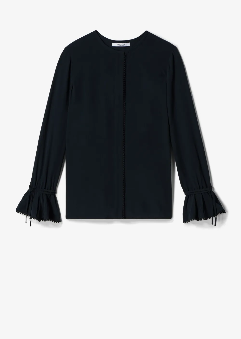Long Sleeve Button-Down Blouse with Bell Sleeves