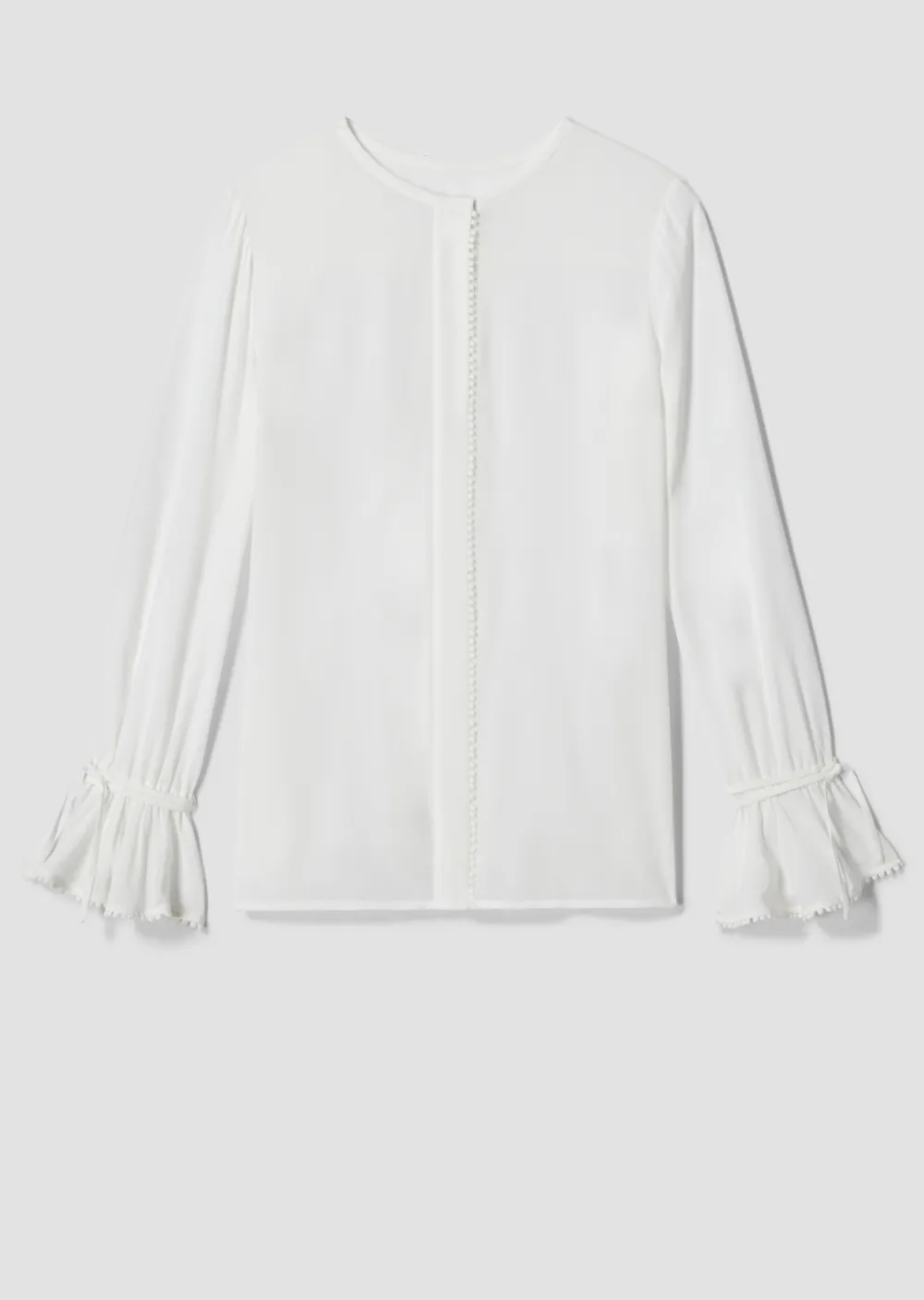 Long Sleeve Button-Down Blouse with Bell Sleeves