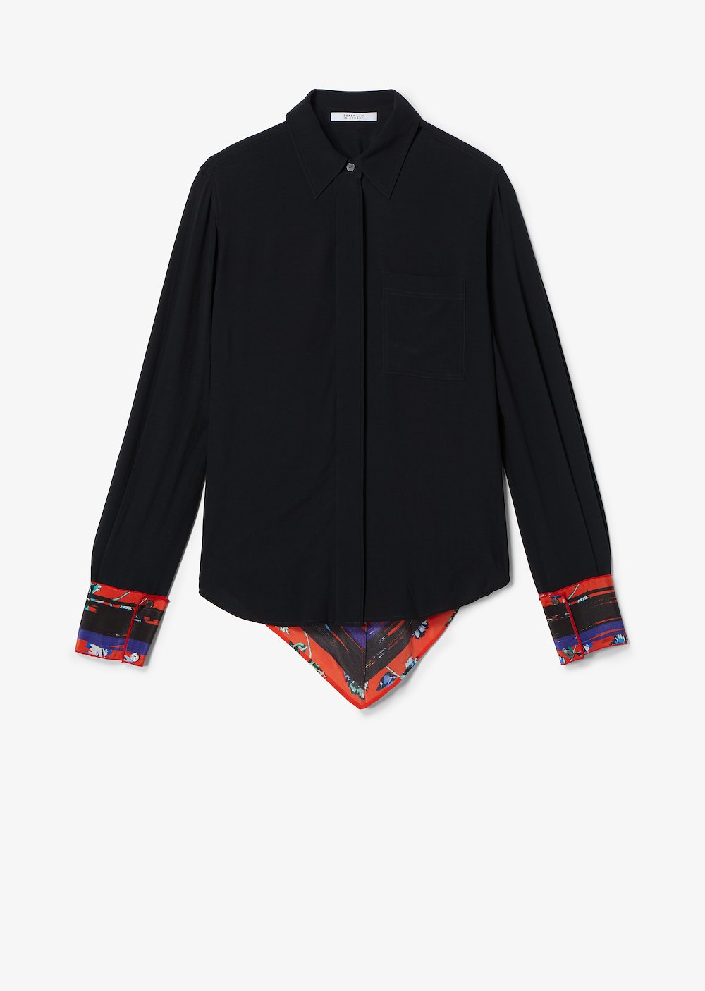 Long Sleeve Button-Down Shirt with Contrast Back