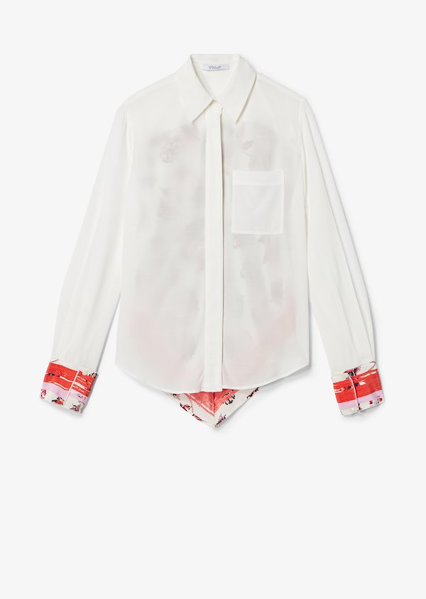 Long Sleeve Button-Down Shirt with Contrast Back Long Sleeve Button-Down Shirt with Contrast Back
