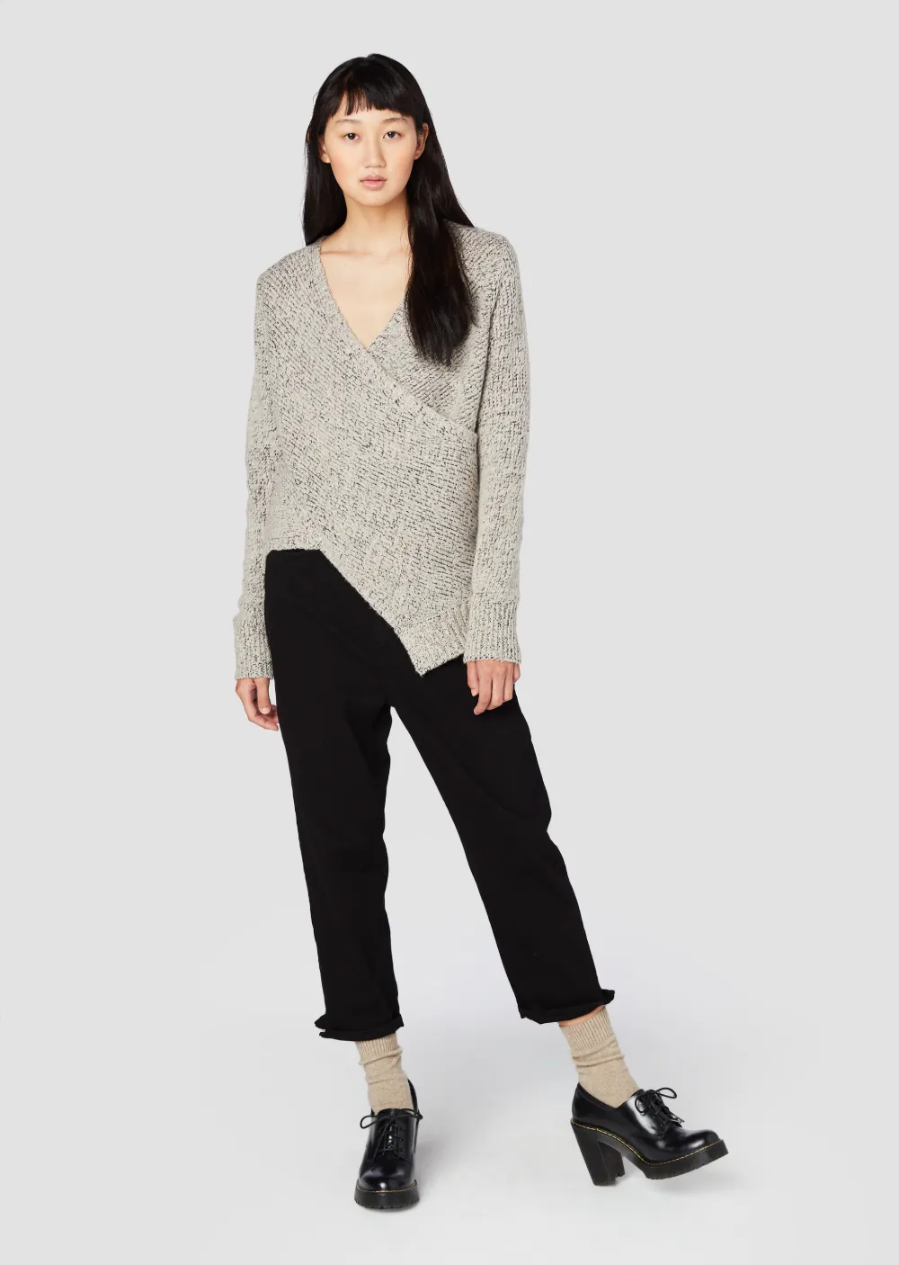 Long Sleeve Crossover Hem Button Detail Blouse Long Sleeve Crossover Hem Button Detail Blouse