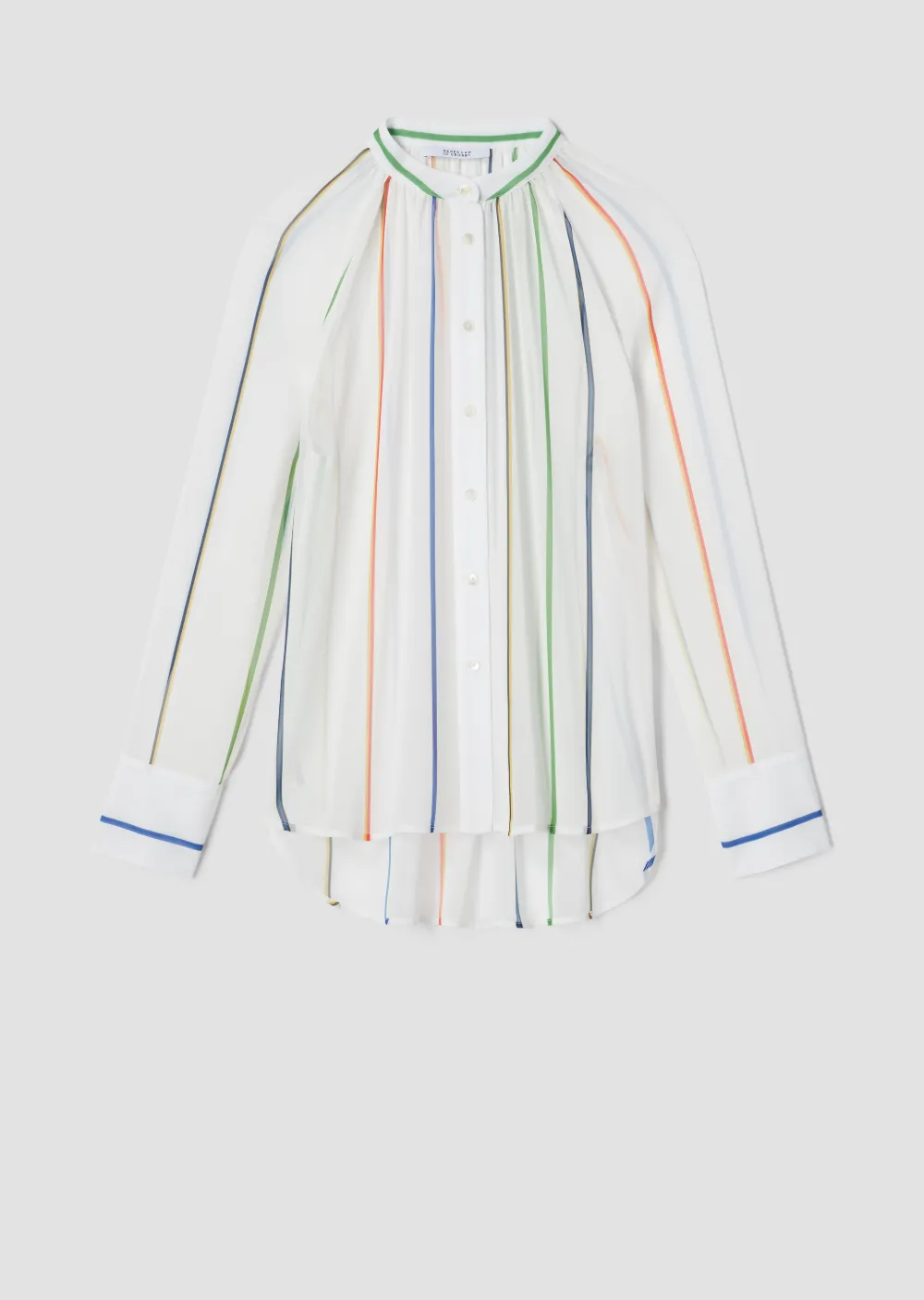 Long Sleeve Gathered Button-Down Blouse