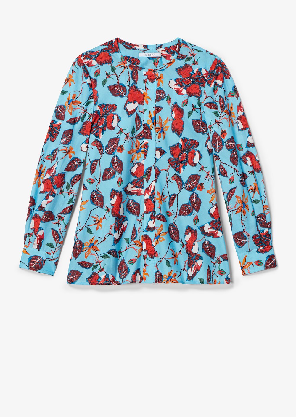 Long Sleeve Indian Floral Collarless Blouse