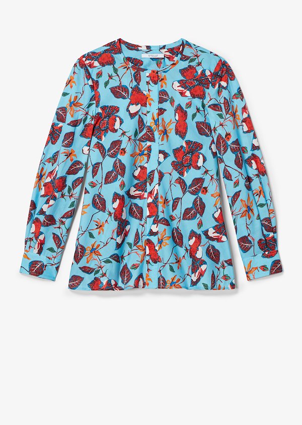 Long Sleeve Indian Floral Collarless Blouse Long Sleeve Indian Floral Collarless Blouse