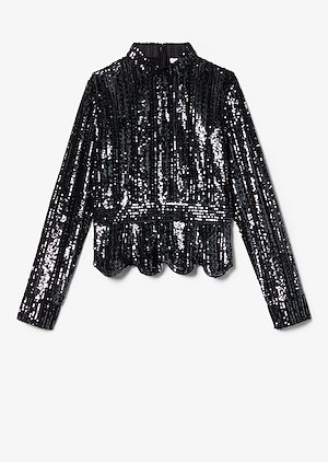 Long Sleeve Mock Neck Sequin Stripe Top Long Sleeve Mock Neck Sequin Stripe Top