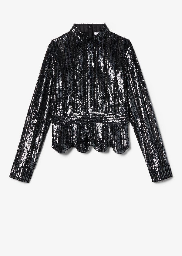 Long Sleeve Mock Neck Sequin Stripe Top Long Sleeve Mock Neck Sequin Stripe Top
