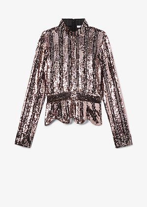 Long Sleeve Mock Neck Sequin Stripe Top Long Sleeve Mock Neck Sequin Stripe Top