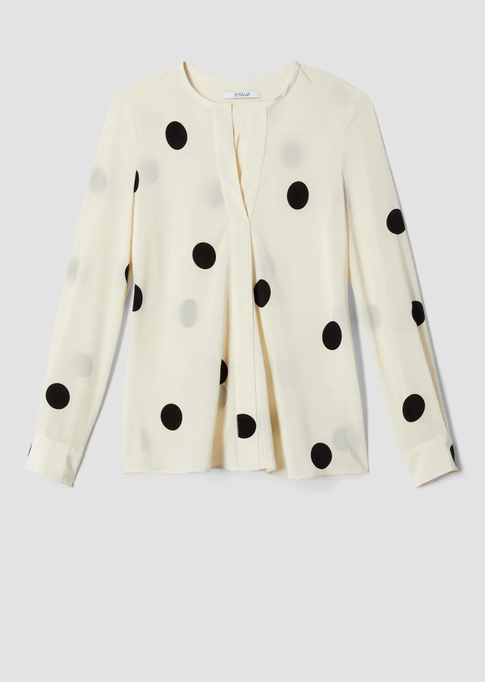 Long Sleeve Polka Dot Button-Down Blouse