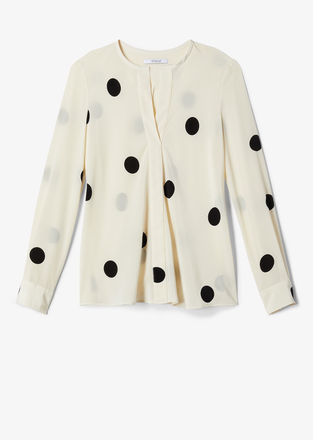 Long Sleeve Polka Dot Button-Down Blouse