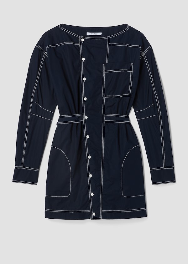 Long Sleeve Poplin Shirtdress with Center Placket Long Sleeve Poplin Shirtdress with Center Placket