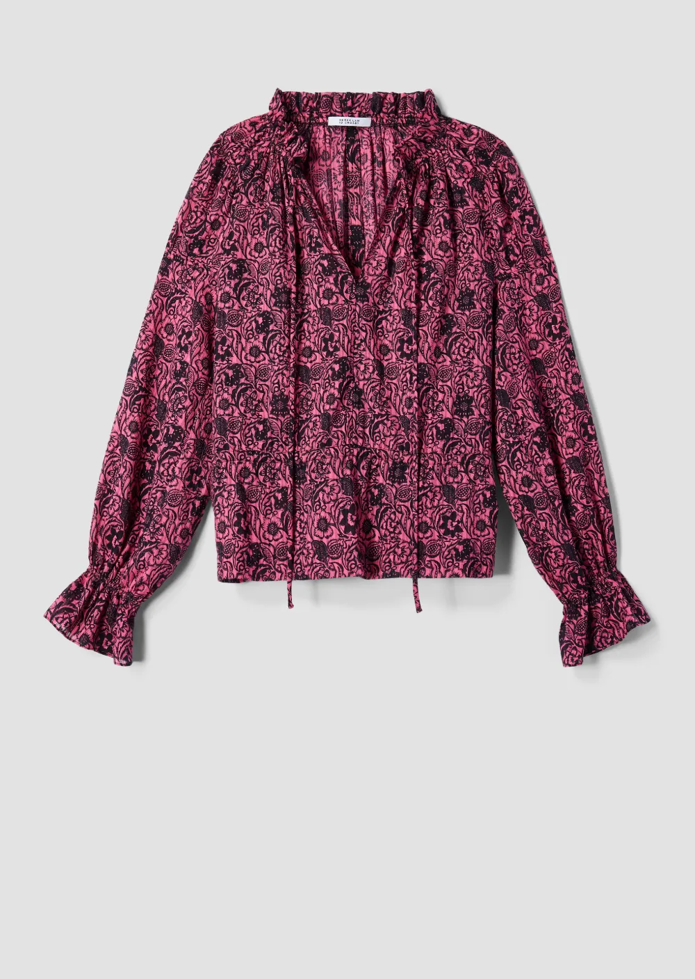 Long Sleeve Ruffle Neck Blouse