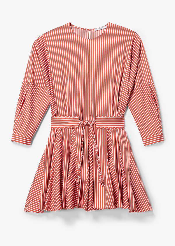 Long Sleeve Striped Godet Skirt Dress Long Sleeve Striped Godet Skirt Dress