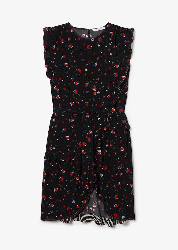 Lyra Belted Splatter Floral Ruffle Dress Lyra Belted Splatter Floral Ruffle Dress