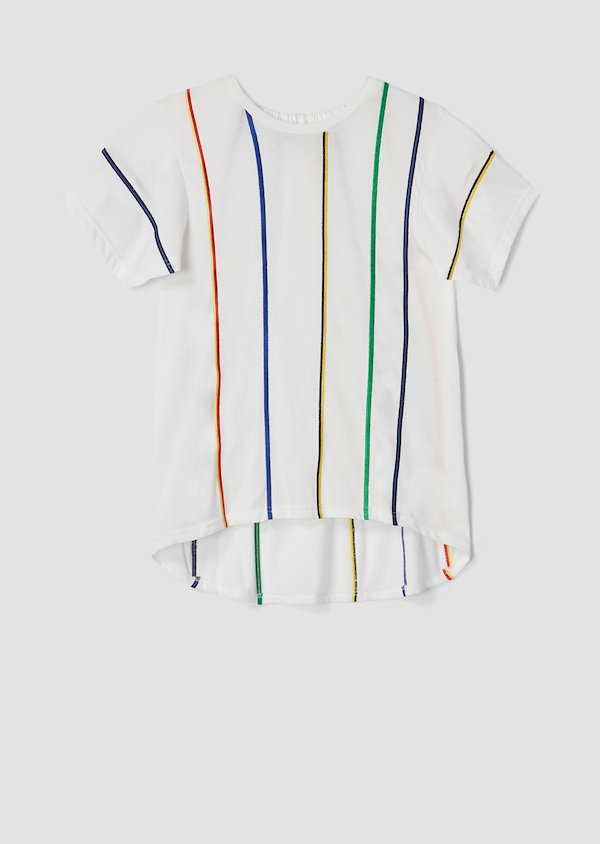 Multicolor Stripe Embroidered Tee Multicolor Stripe Embroidered Tee