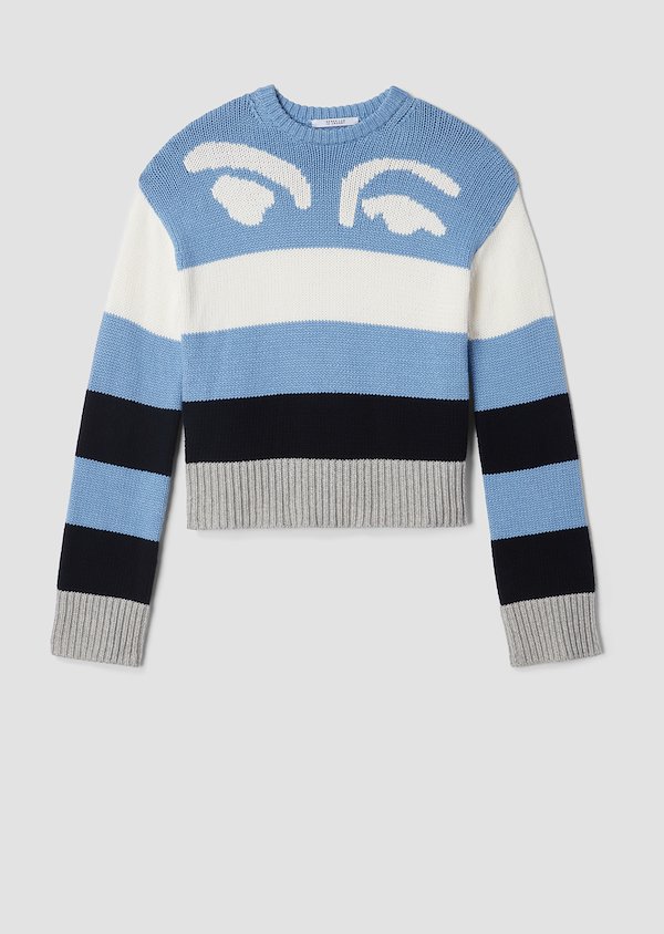 Multicolored Stripe Chunky Cotton Sweater Multicolored Stripe Chunky Cotton Sweater