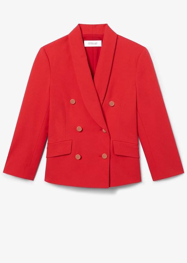 Myra Double Breasted Cropped Crosby Cotton Twill Blazer Myra Double Breasted Cropped Crosby Cotton Twill Blazer