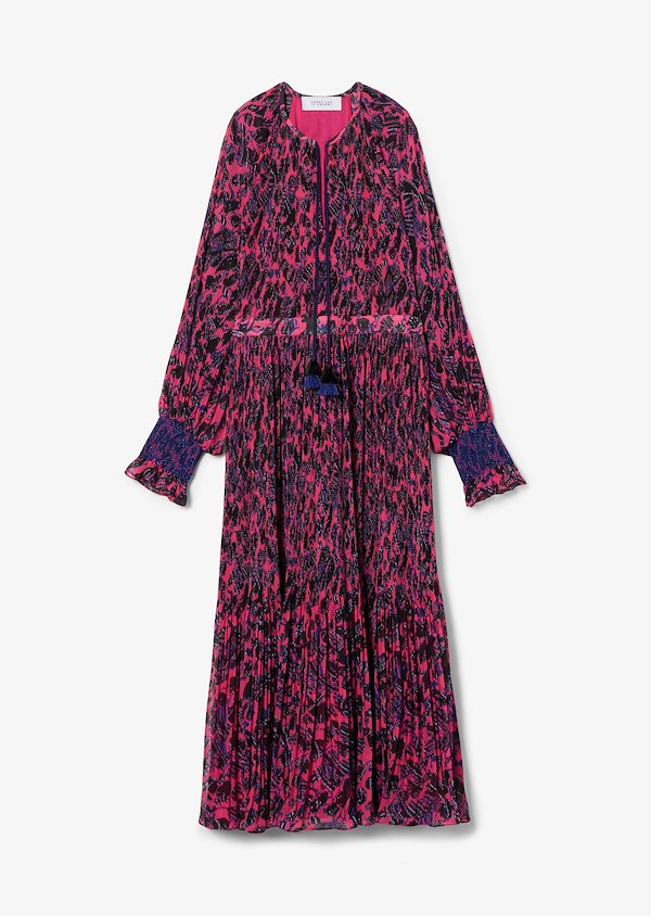 Nemea Pleated Speckled Floral Maxi Dress with Smocking Detail Nemea Pleated Speckled Floral Maxi Dress with Smocking Detail