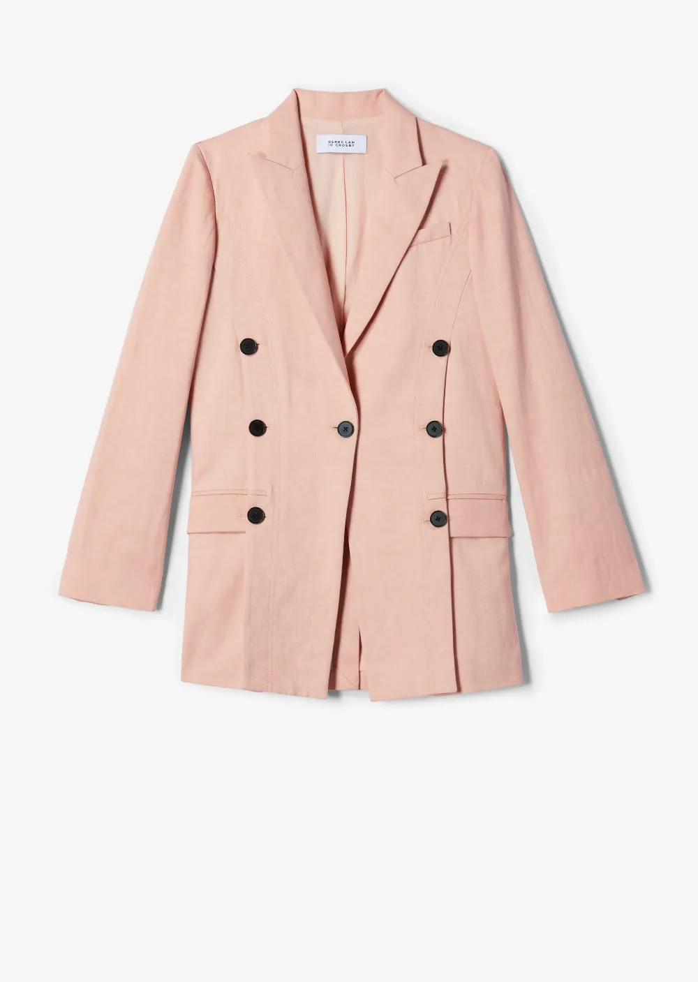Oversized Double-Breasted Drape Linen Blazer