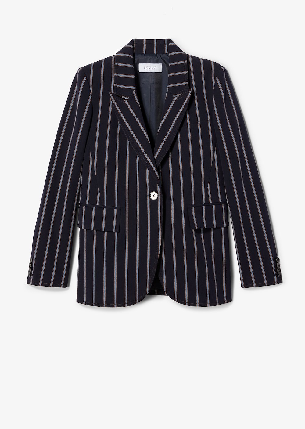 Pencil Striped Blazer with Contrast Rib Trim
