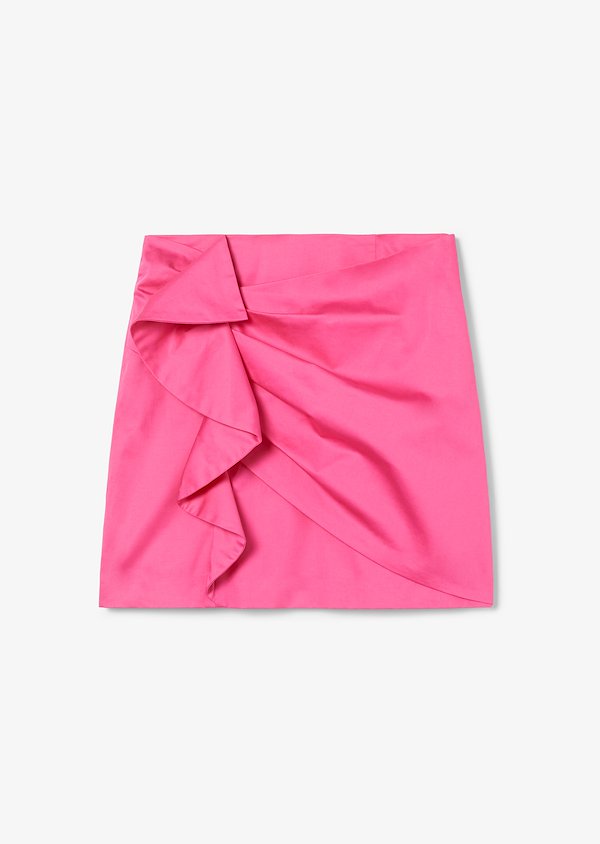 Perinne Asymmetrical Cotton Sateen Ruched Mini Skirt Perinne Asymmetrical Cotton Sateen Ruched Mini Skirt