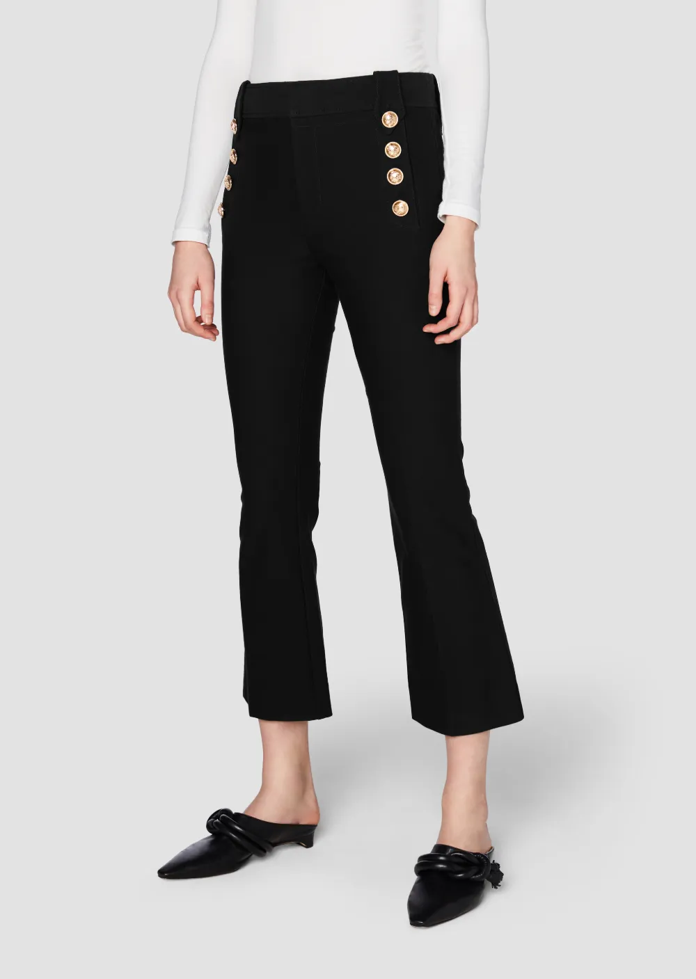 Robertson Cropped Flare Trouser with Sailor Buttons