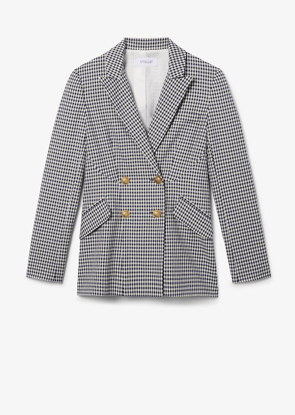 Rodeo Double Breasted Gingham Twill Blazer Rodeo Double Breasted Gingham Twill Blazer
