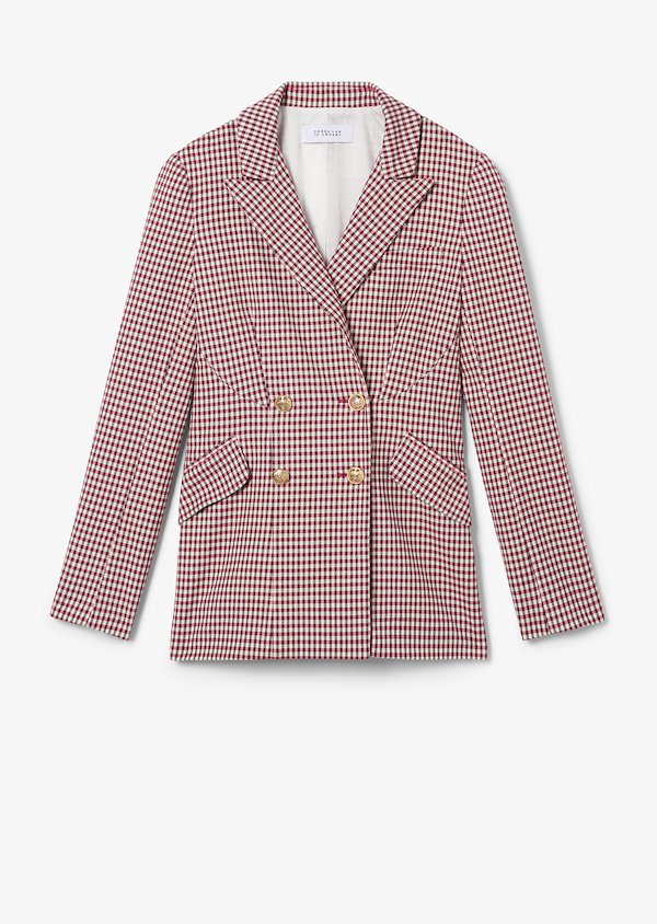 Rodeo Double Breasted Gingham Twill Blazer Rodeo Double Breasted Gingham Twill Blazer