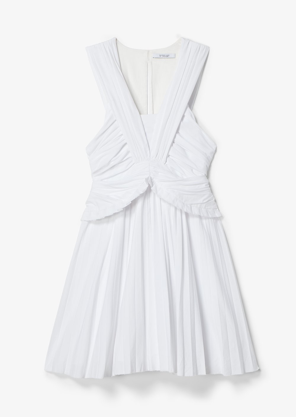 Ruched Pleated Cotton Poplin Mini Dress