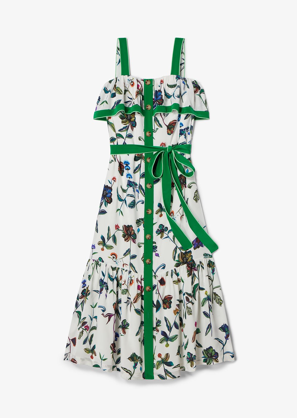 Ruffle Cami Botanical Print Maxi Dress