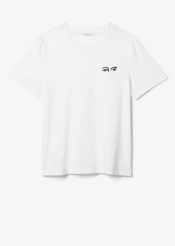 Short Sleeve Cotton Jersey Tee with Eye Embroidery Short Sleeve Cotton Jersey Tee with Eye Embroidery