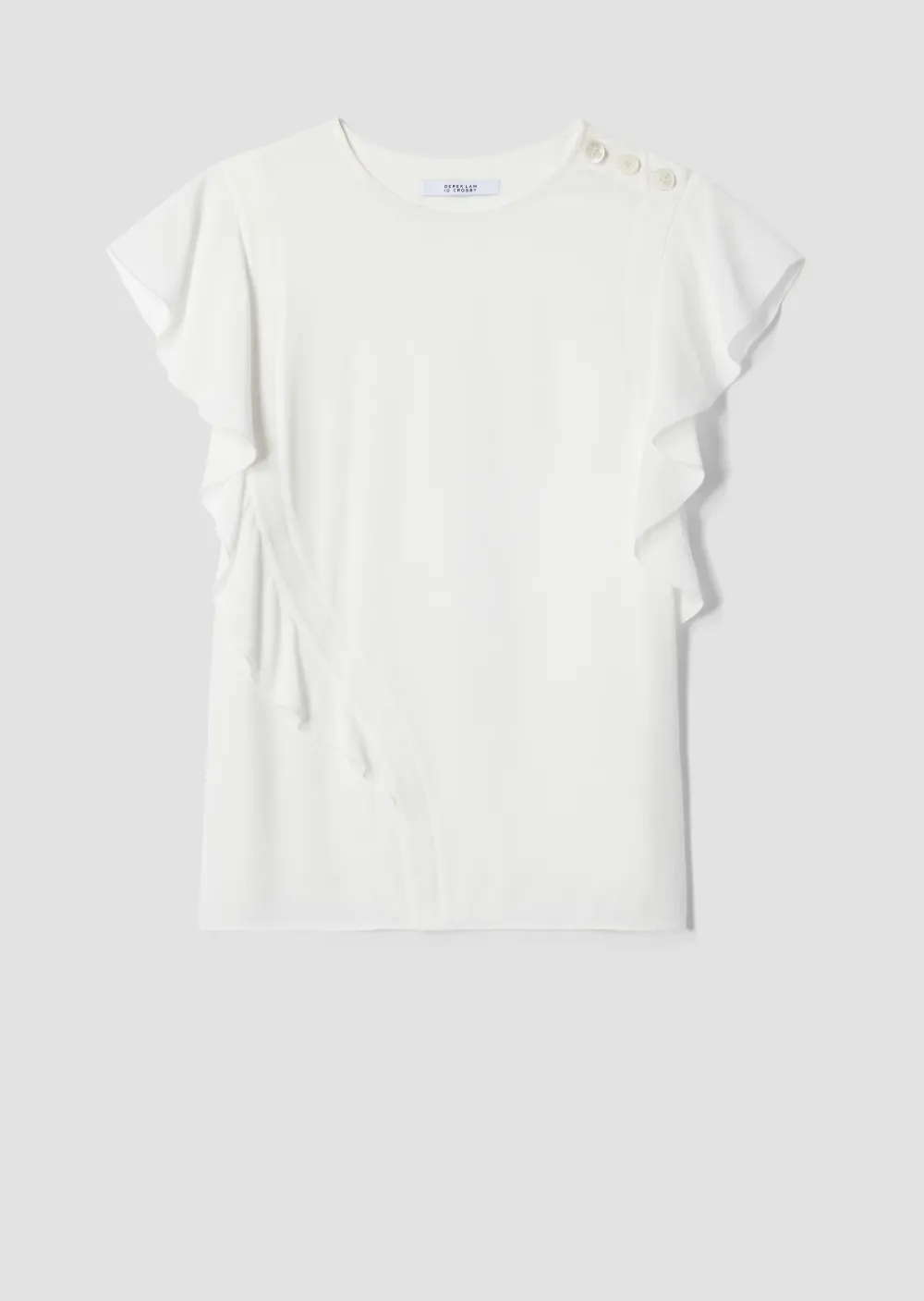 Short Sleeve Crewneck Ruffle Blouse