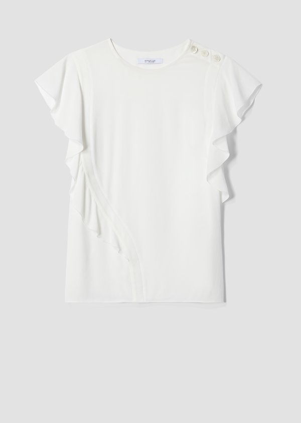 Short Sleeve Crewneck Ruffle Blouse Short Sleeve Crewneck Ruffle Blouse