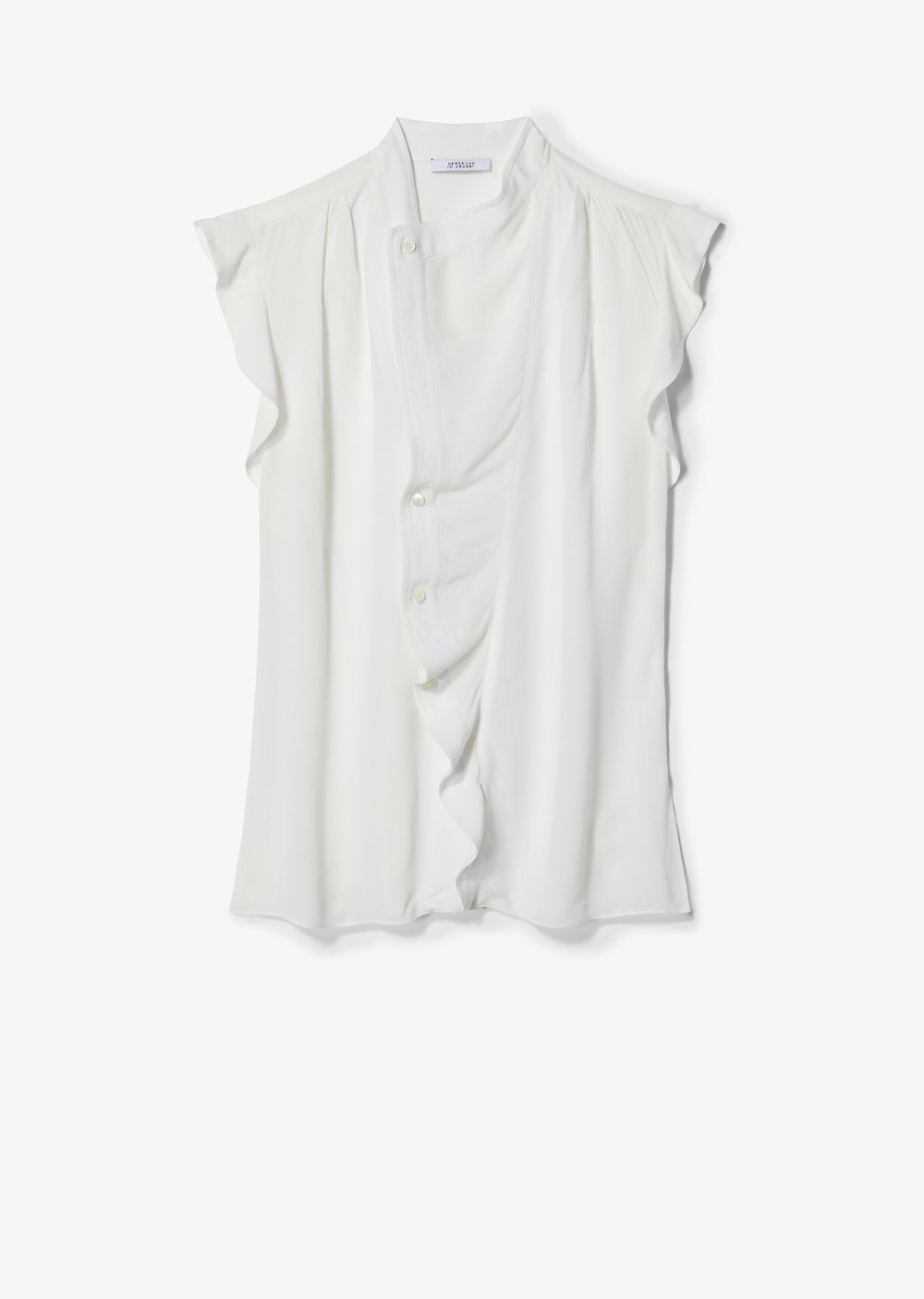 Short Sleeve Draped Blouse with Asymmetrical Placket