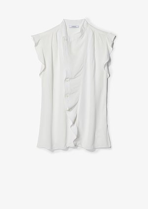 Short Sleeve Draped Blouse with Asymmetrical Placket Short Sleeve Draped Blouse with Asymmetrical Placket