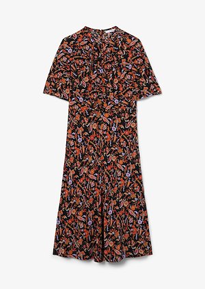 Short Sleeve Paisley Print Midi Dress with Asymmetric Hem Short Sleeve Paisley Print Midi Dress with Asymmetric Hem