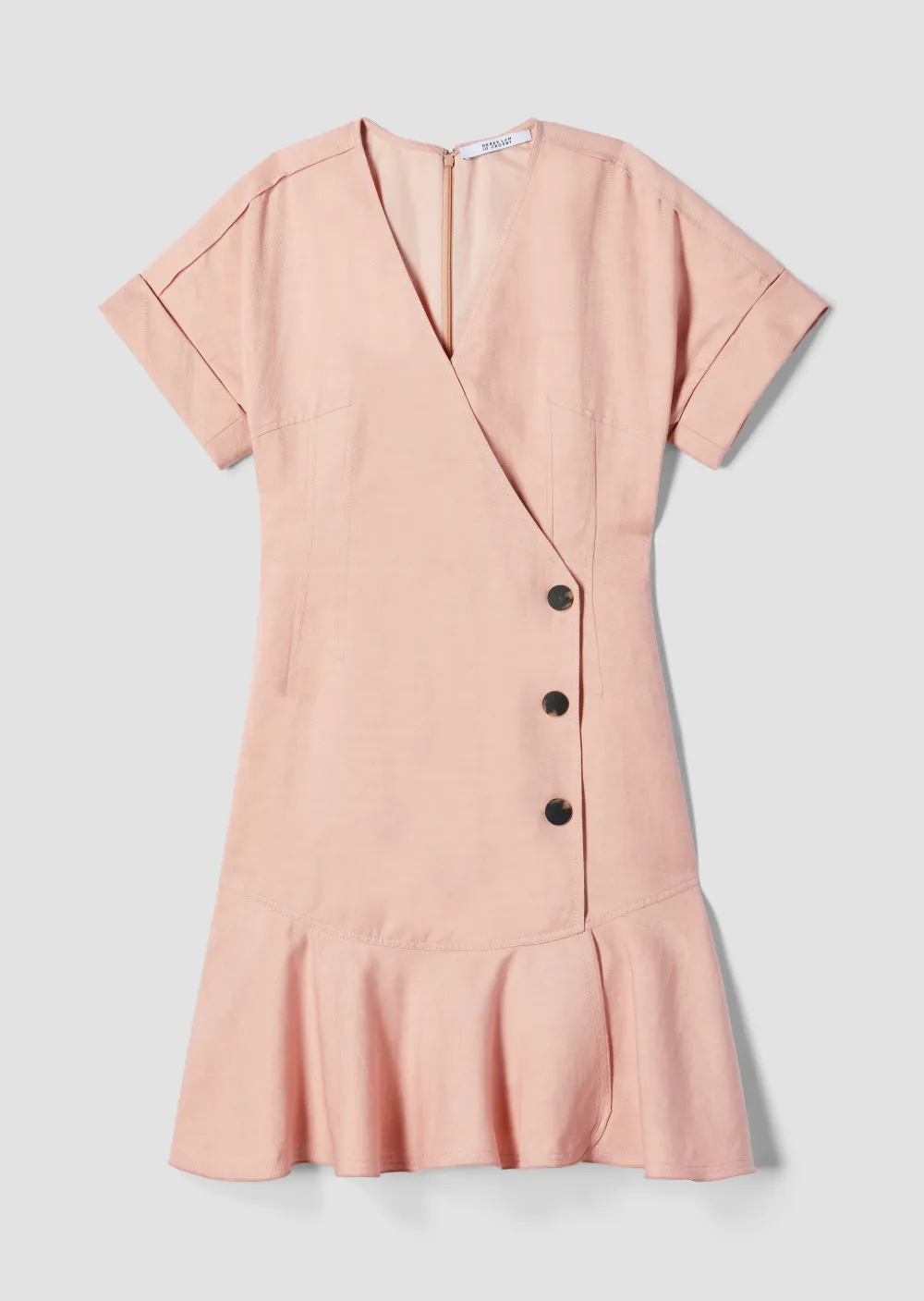 Short Sleeve Wrap Dress with Pleated Hem