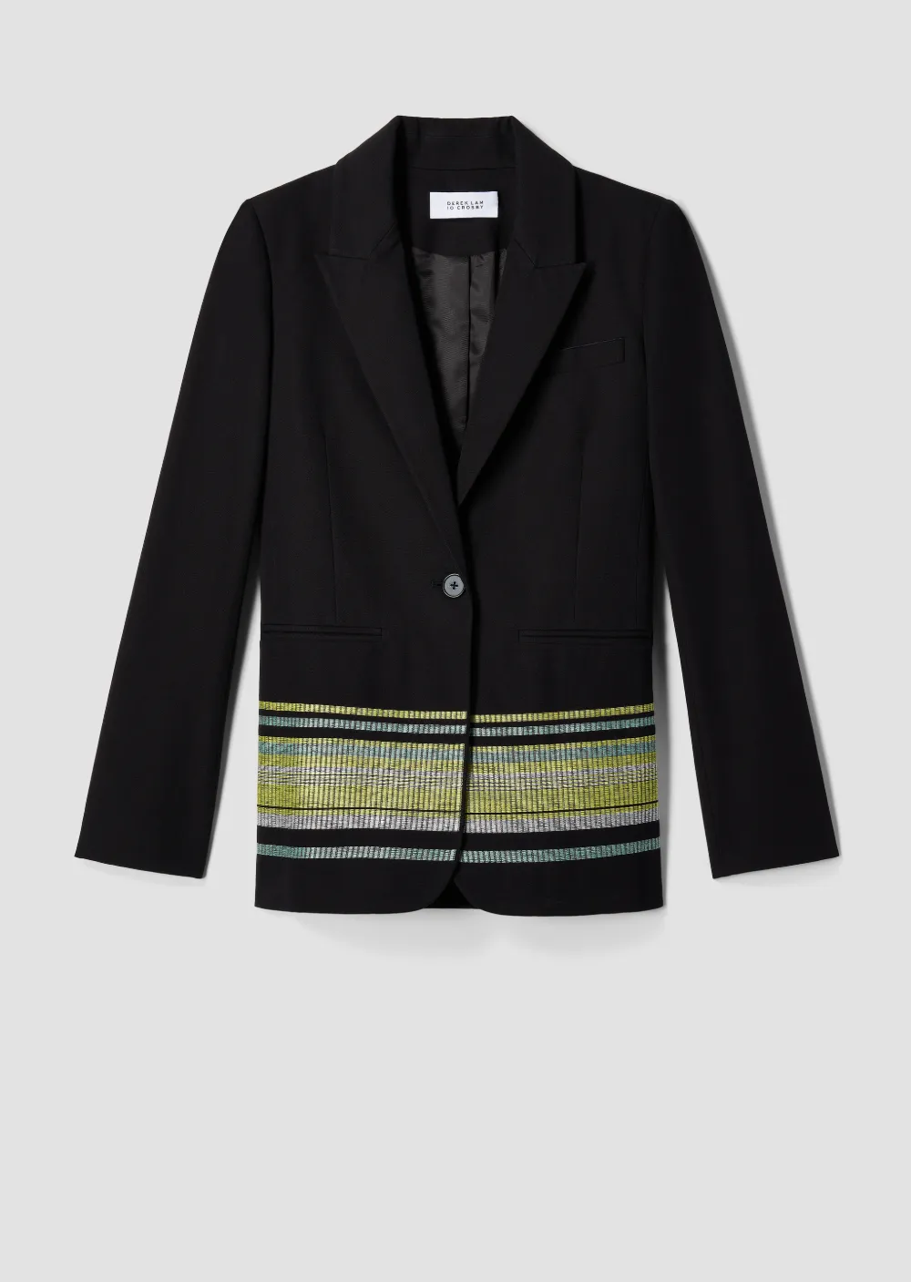 Single Button Blazer with Stripe Embroidery