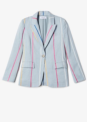 Single Button Rainbow Stripe Blazer Single Button Rainbow Stripe Blazer