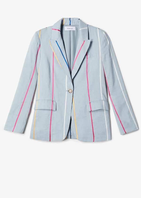 Single Button Rainbow Stripe Blazer Single Button Rainbow Stripe Blazer