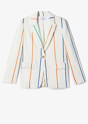 Single Button Rainbow Stripe Blazer Single Button Rainbow Stripe Blazer